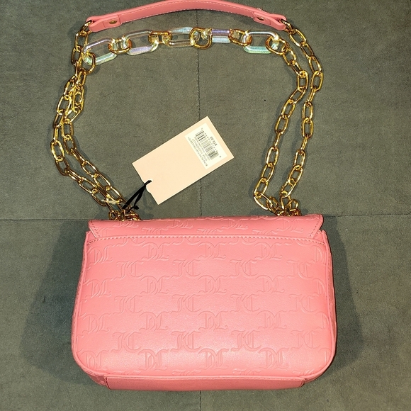 NWT JUICY COUTURE BLING BLING FLAP PINK LEMONADE MONOGRAM EMBOSSED CROSSBODY BAG - Picture 8 of 15
